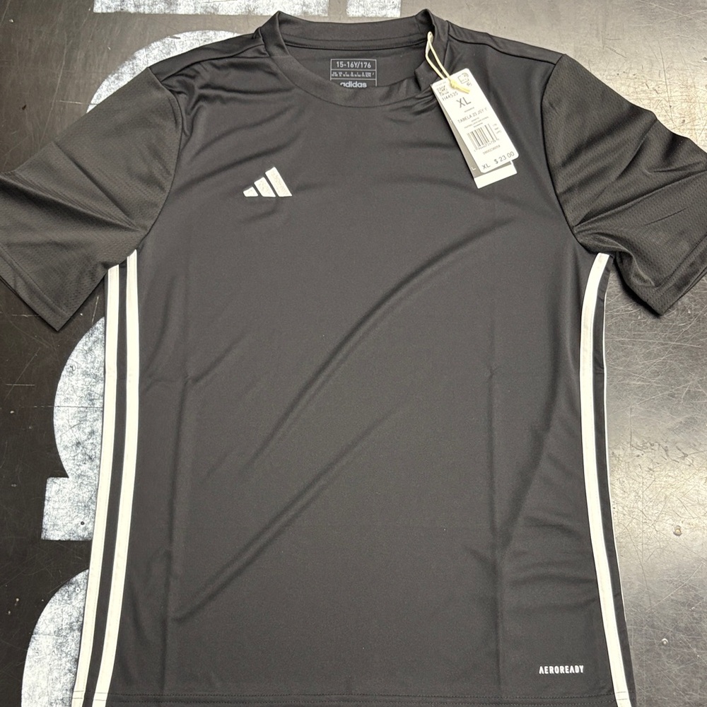 Adidas Men's Black and White Short Sleeve Tee